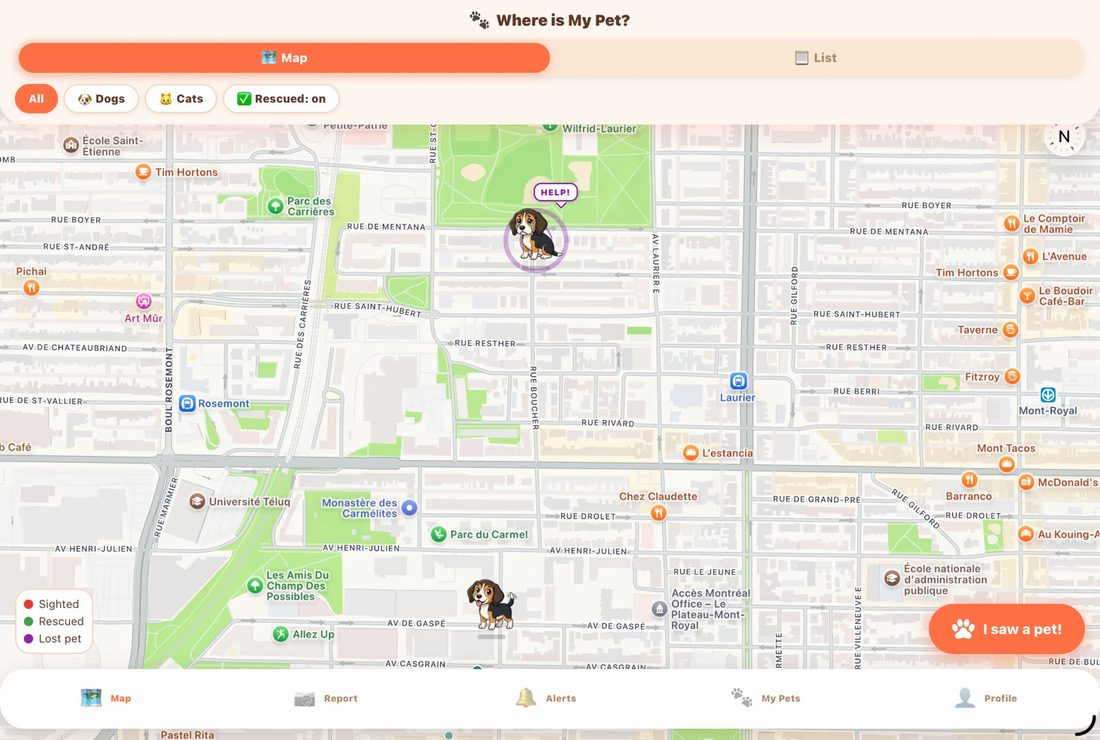 Where is My Pet? running full screen on iPad